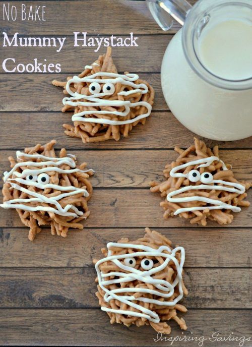 No Bake Mummy Haystack Cookies