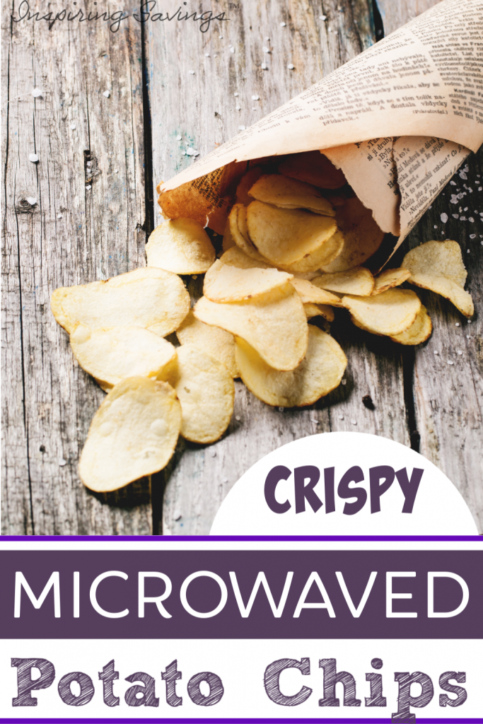 Crispy Microwaved Potato Chips in wrapped newspaper