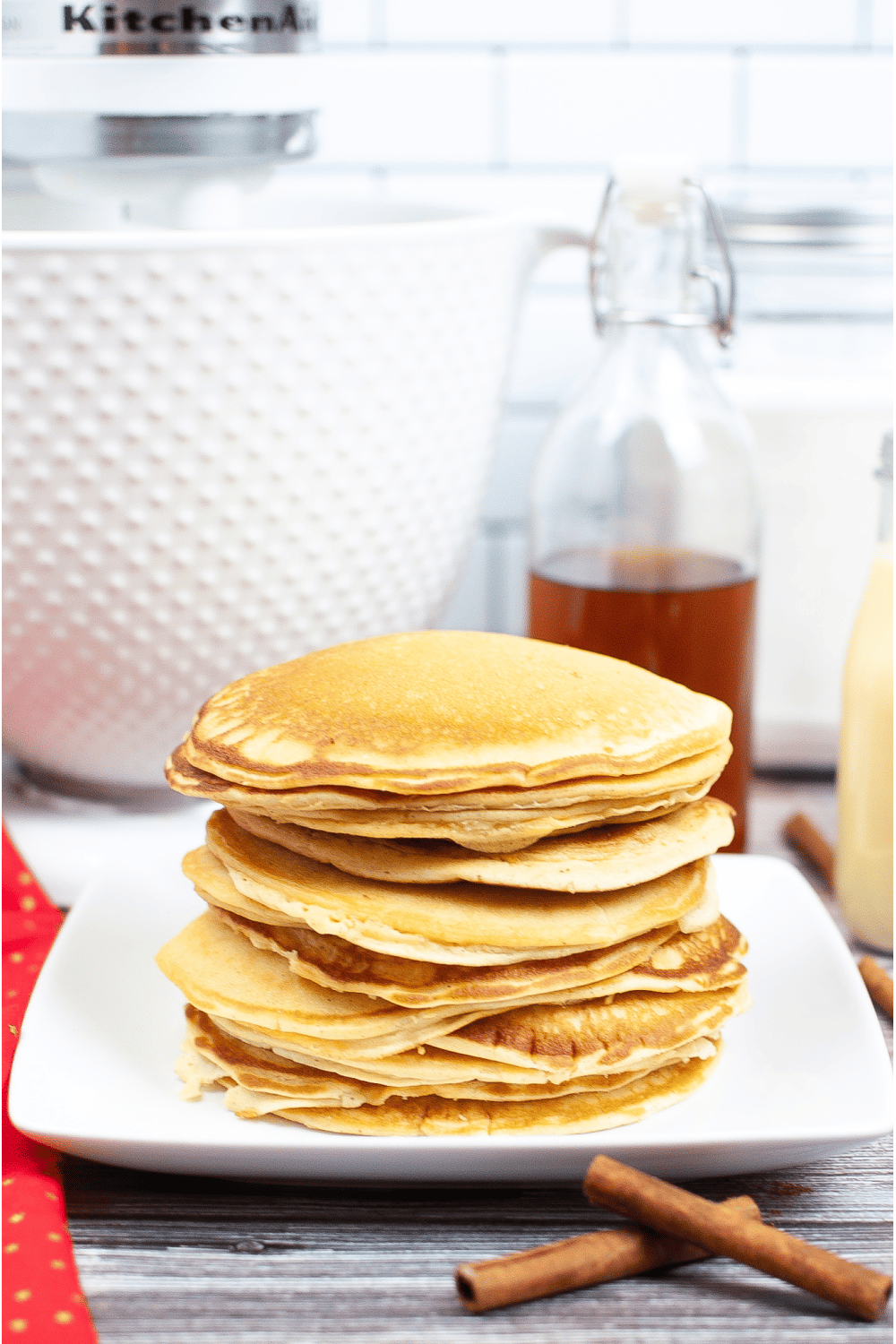 stack of pancakes on white plate