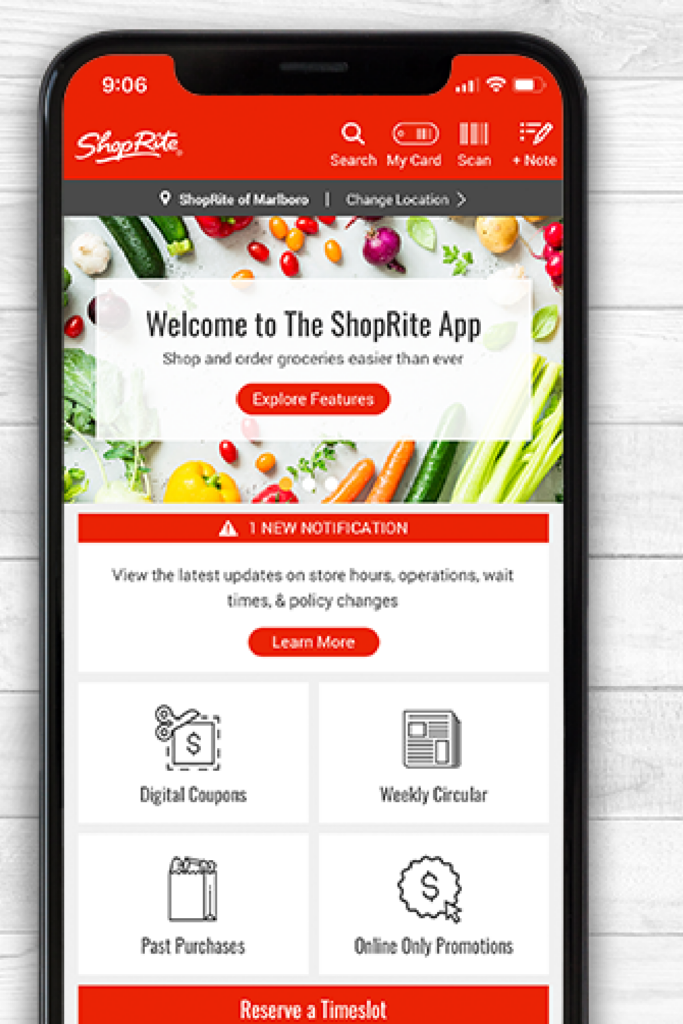 ShopRite app shown on mobile phone