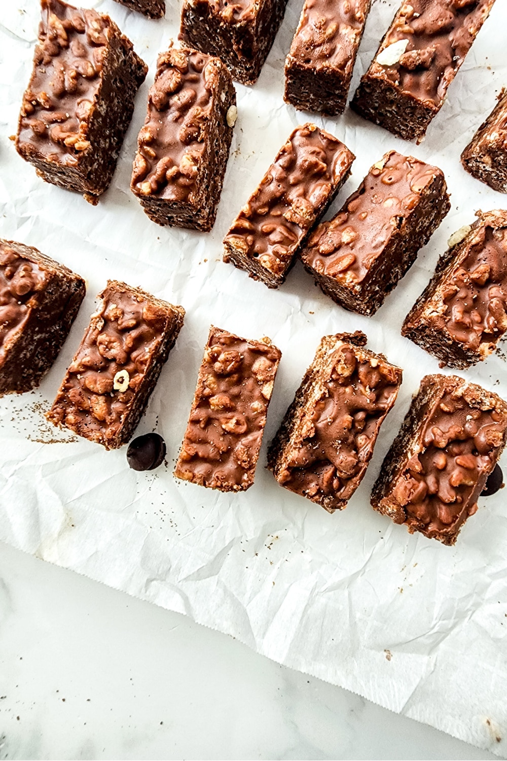 Crunch bars cut into squares