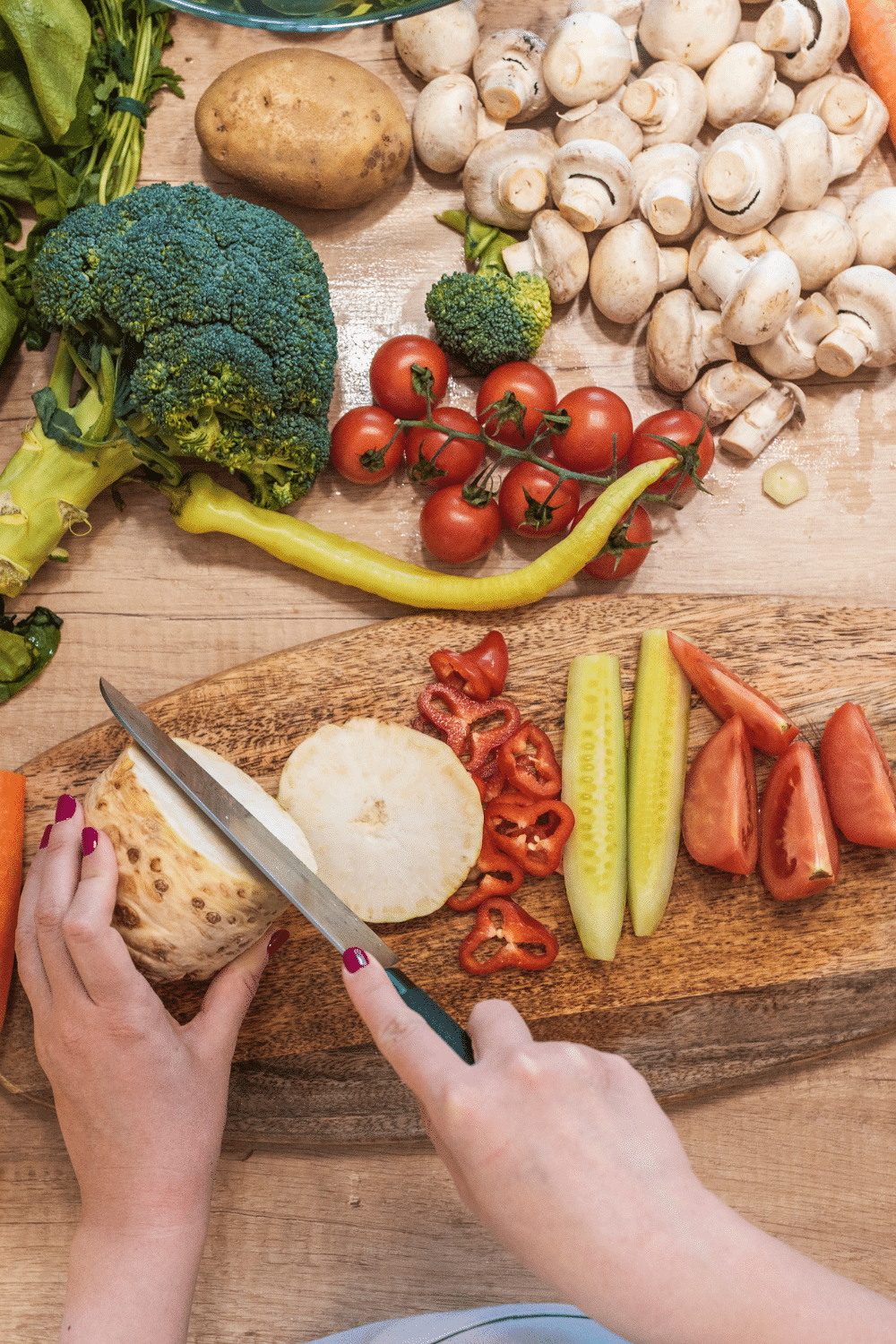 Chopping vegetables prepping for meals time saving kitchen shortcut